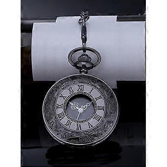 Reloj de bolsillo de cuarzo de escala de números romanos vintage con cadena