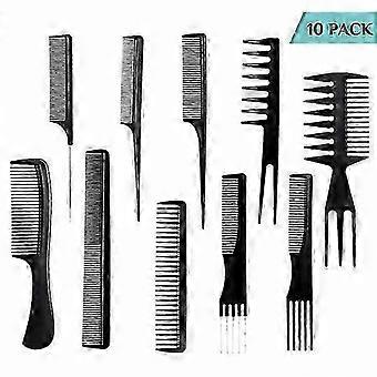 10-Pack Professional Black Hair Combs Set, Versatile Styling Tools for Salon Home Travel