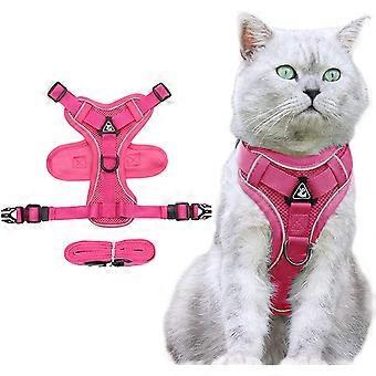 Hundesele og båndsett for liten Middels katt- Justerbar elastisk stroppevest seleroseroserød,S
