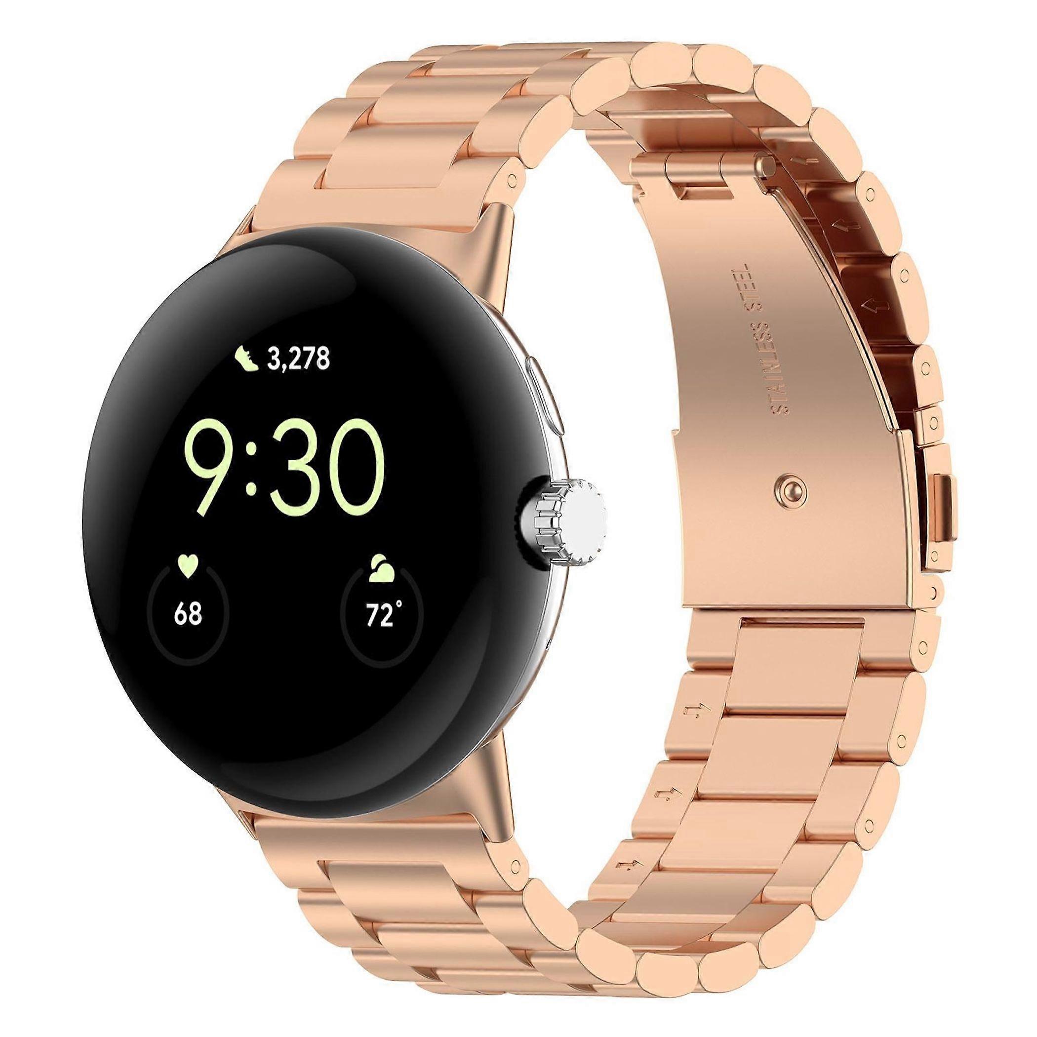 Stainless steel bracelet for Google Pixel Watch 4 / 3 / 2 / 1 41mm Three Bead Rose Gold