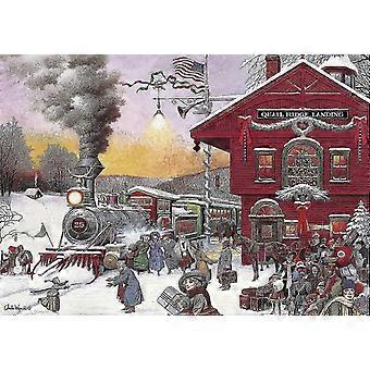 Charles Wysocki - Whistle Stop Christmas - 1000 Piece Jigsaw Puzzle Red, Violet, Green