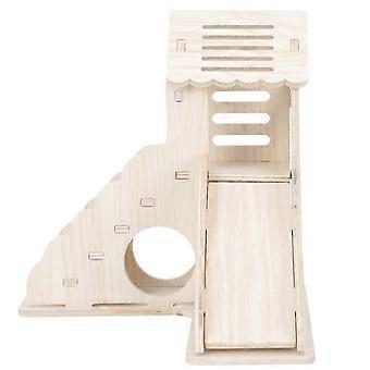 Hamster Nest Wooden Hideout for Small Pets with Climbing Ladder