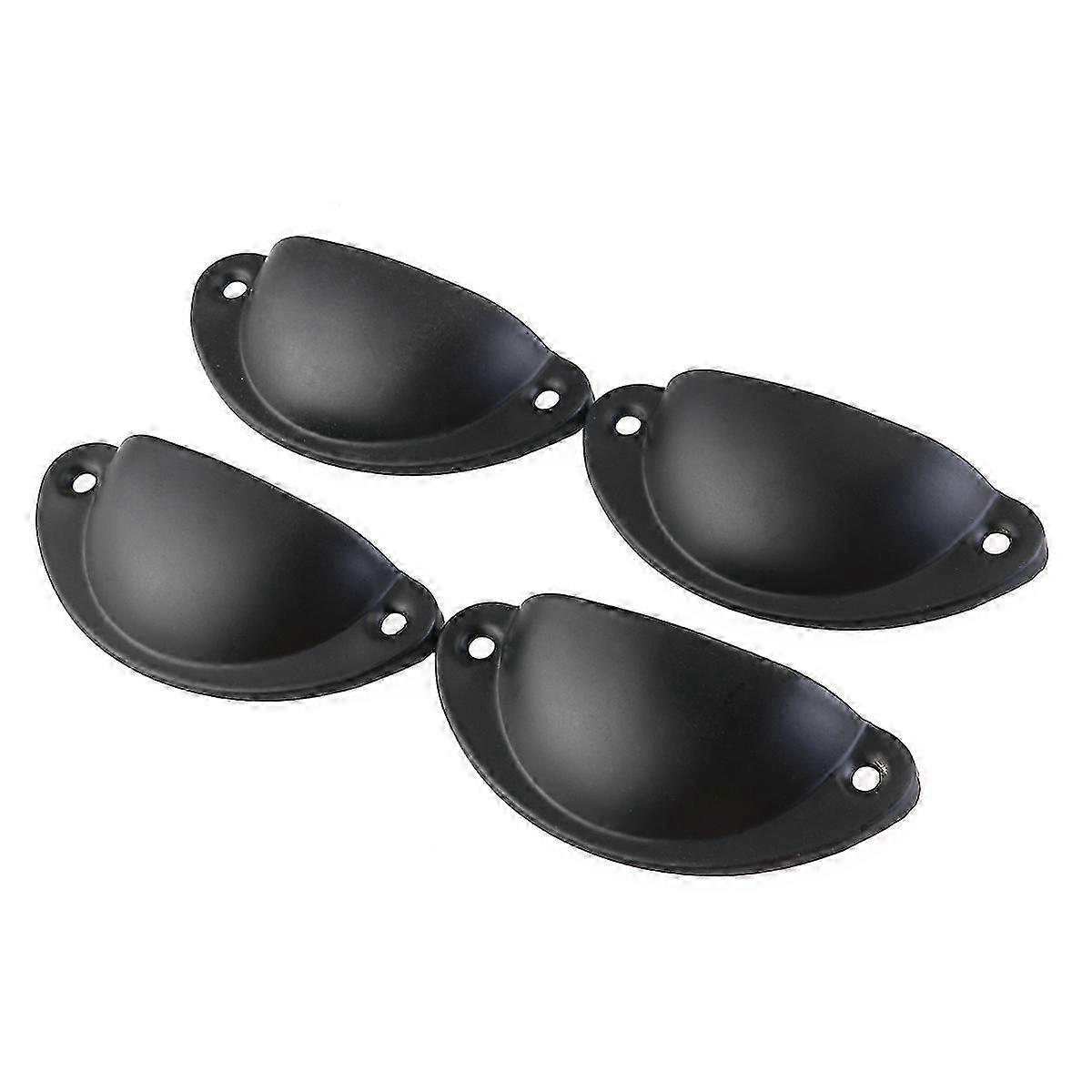 4pcs Vintage Decorative Door Drawer Pull Handle Metal Semicircle Knobs (Black)