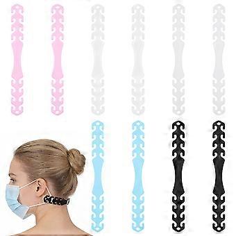10 stk maske tau justeringskroker PE ørevern maske forlengelse spenne maske tilbehør for utendørs utenfor hjemmet (svart, hvit, rosa, blå, transpare