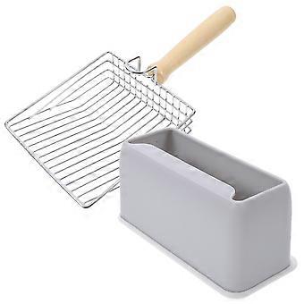 Cat Litter Box Scooper Stainless Steel for Cleaning with 1Set and Storage Box