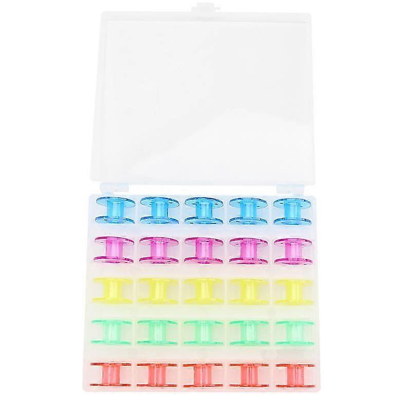 25pcs Plastic Empty Sewing Machine Bobbins Spools With Storage Case