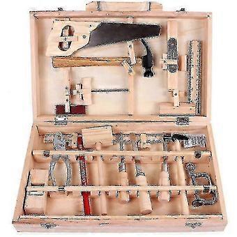 Kids Real Carpenter Tool Set 16 Piece Wooden Box STEM Educational Disassembly Assembly Toy