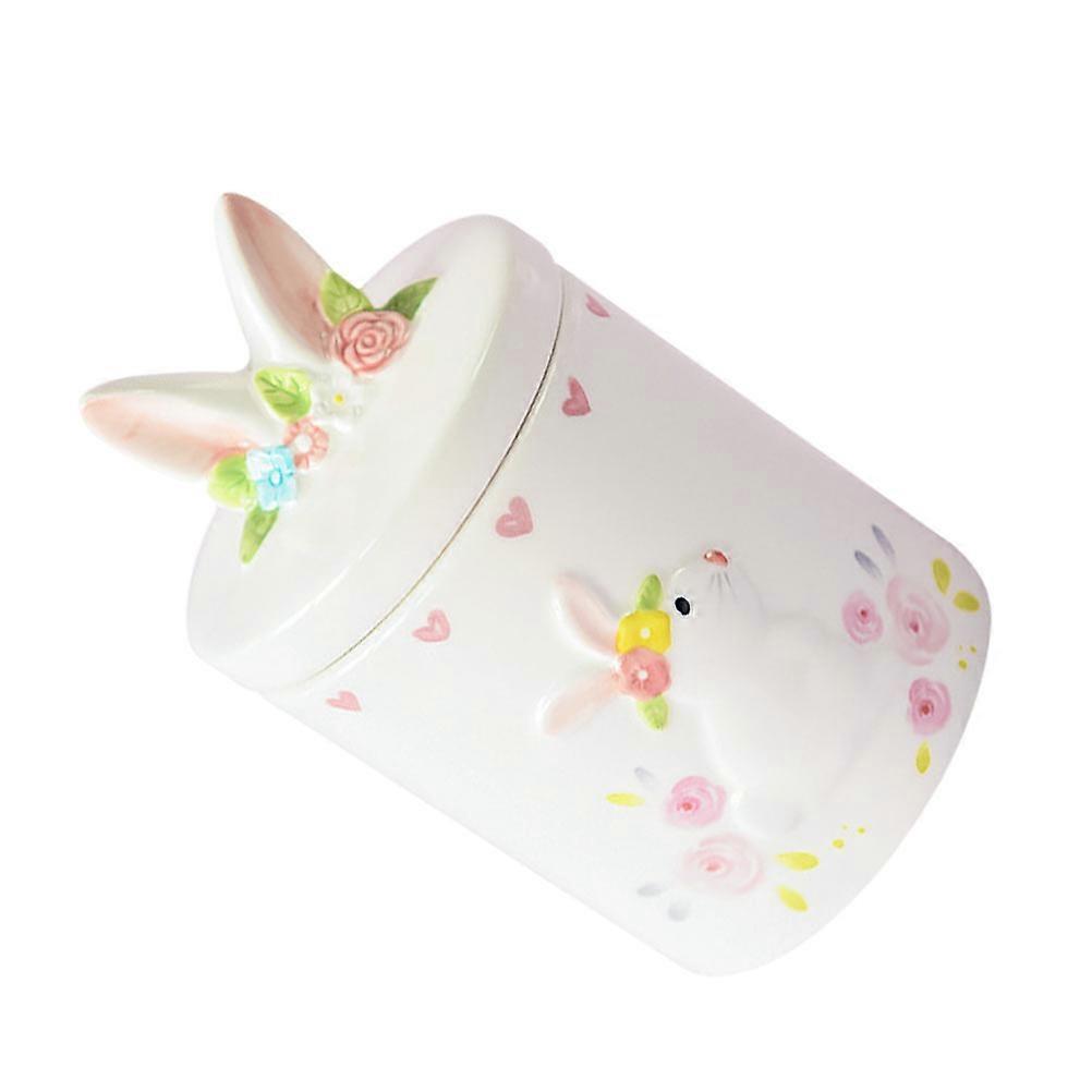 Ceramic Candy Storage Jar with Rabbit Pattern for Decorative Use 1Pcs