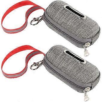 2 Pack Pet Waste Bag Dispenser Dog Poop Bag Holder with Zippered Portable Dog Poop(Grey) Edition 0831