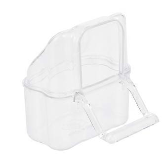Conjunto de 3 comedouros de acrílico transparentes para pássaros.