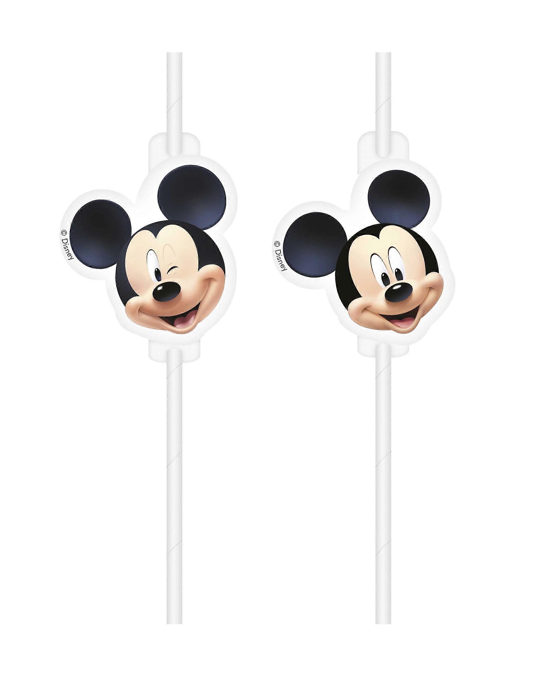 4 Mickey plastic medallion straws