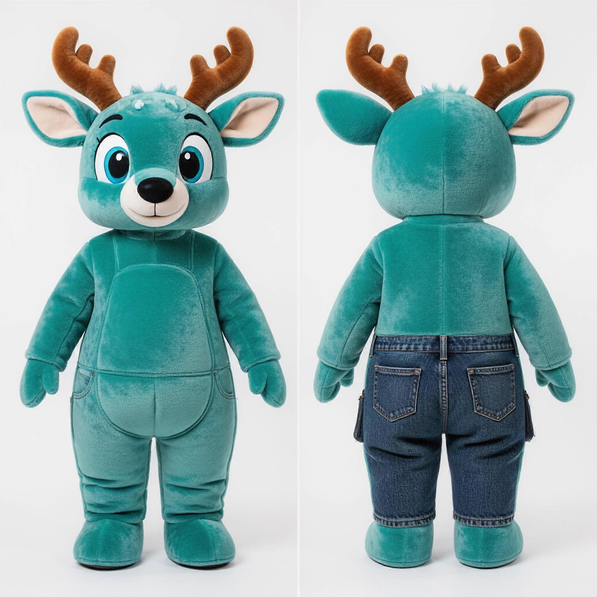 MASTICOT Teal Velvety Roe Deer Mascot