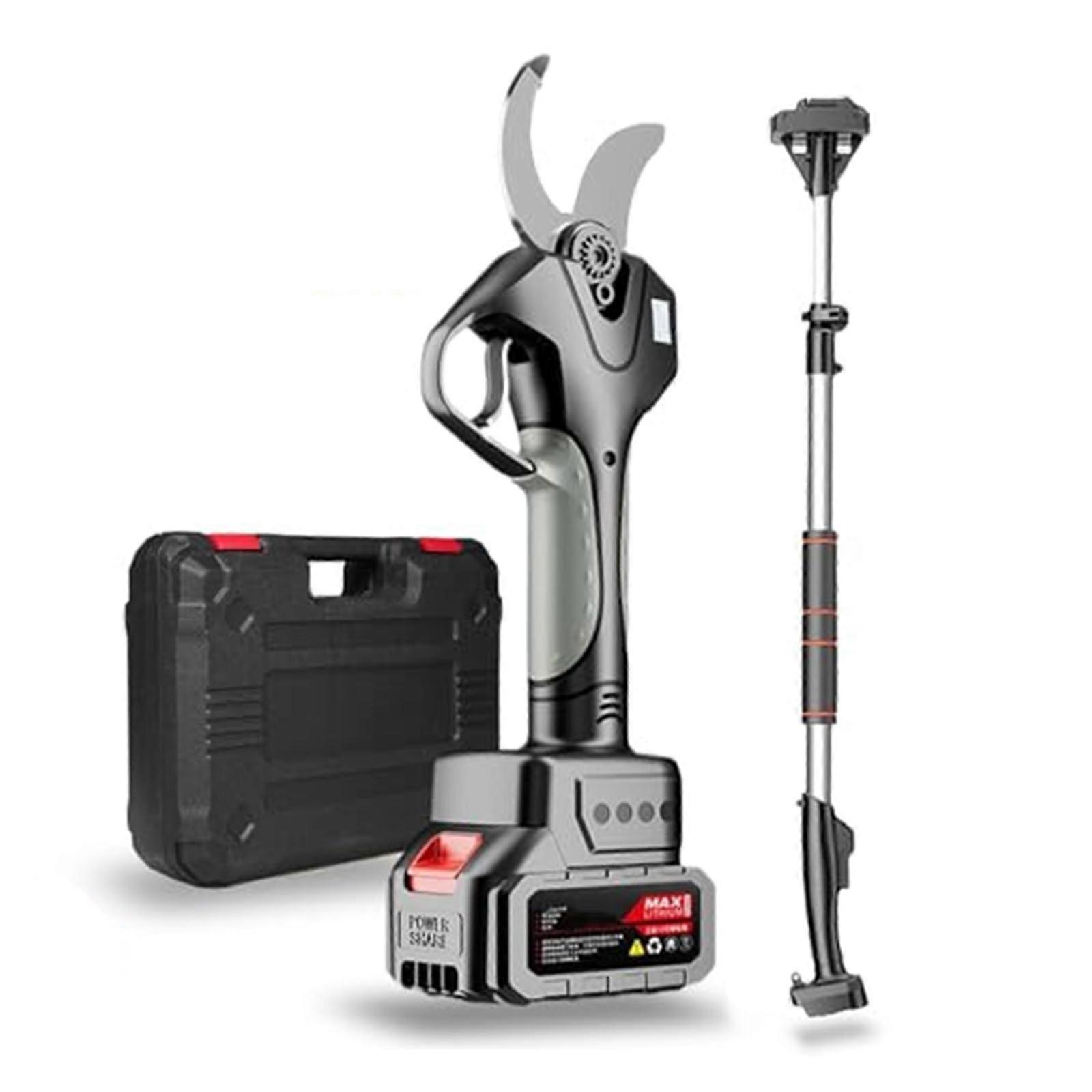 21V Cordless Electric Pruning Shears with Extendable Pole, Ergonomic Tree Pruning Tool and Carry Case