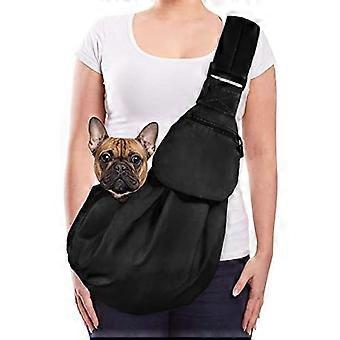 Lukovee Draagtas voor Huisdieren, Verstelbare Gevoerde Riem, Ademend Katoen, Kleine Hond, Puppy, Kat, Zwart, Medium hyk