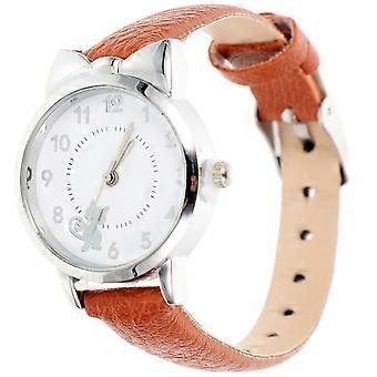 Brown Small Cat Pattern Wristwatch for Kids Wearing Women Watch Quartz