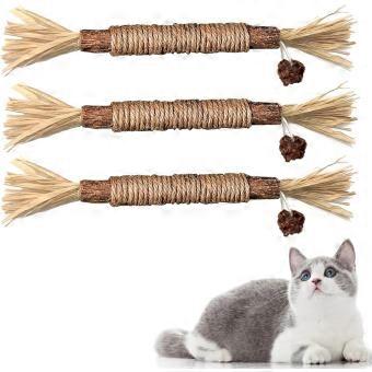 3 stycken kattmyntstavar, ett naturligt tuggleksak för tandvård.