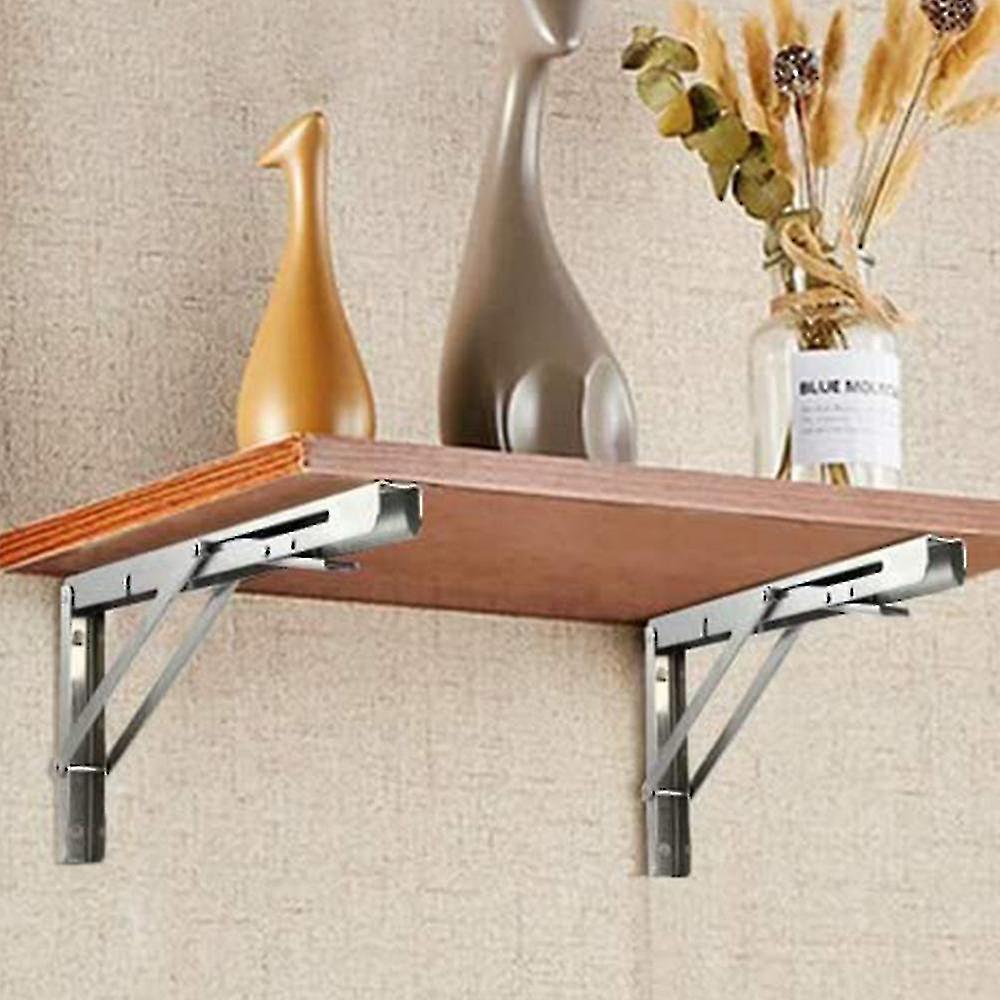 Wall Mounted Folding Shelf Brackets Stainless Steel, Pack Of 2