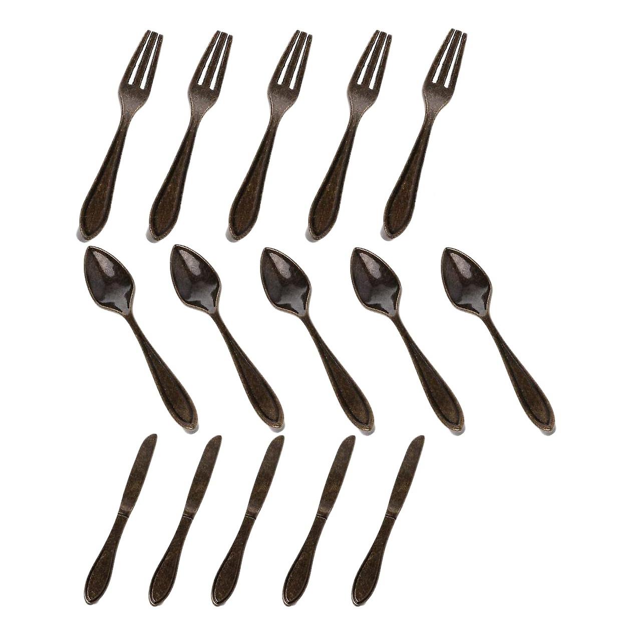 15 Pcs Knife Spoon Fork Kitchen Cabinet Closet Drawer Pull Handles Knobs 3-Inch to Bronze