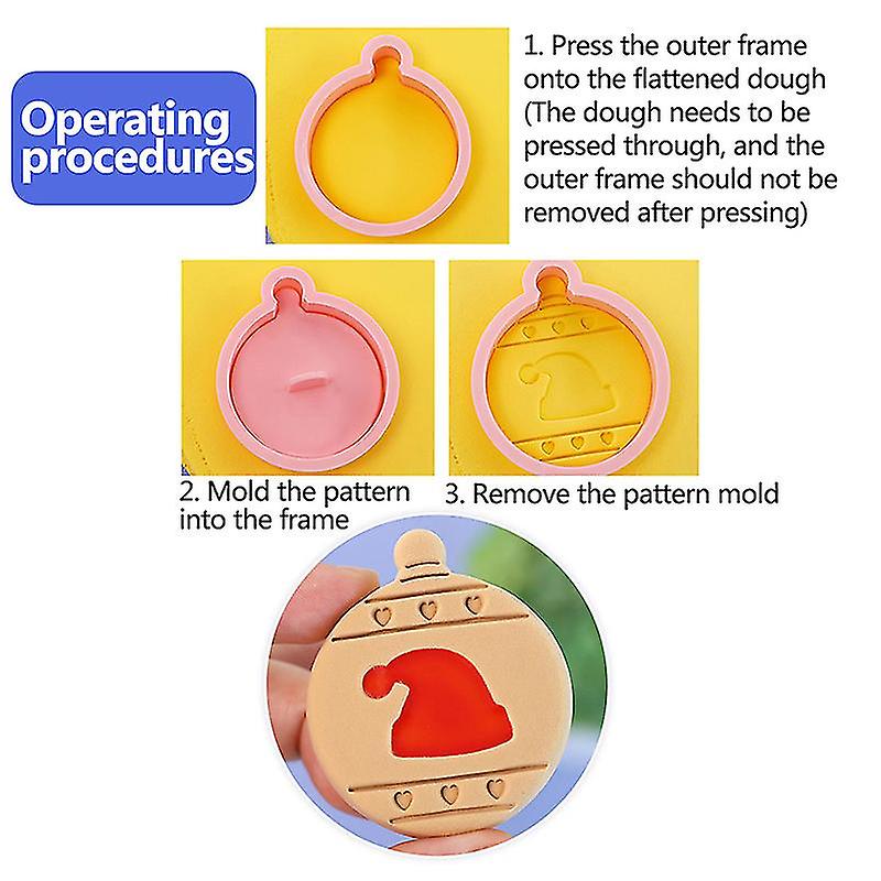 10pcs Joyeux Noël Cookie Cutter Set Round Xmas Tree Fondant Embosser Stamp