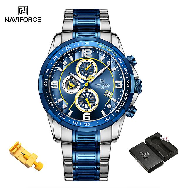 Naviforce Gold Miehet Kellot Monitoiminen Luminou Quartz Uroskello Temperamentti Miehet Ylellinen suunnittelu Pilottikello