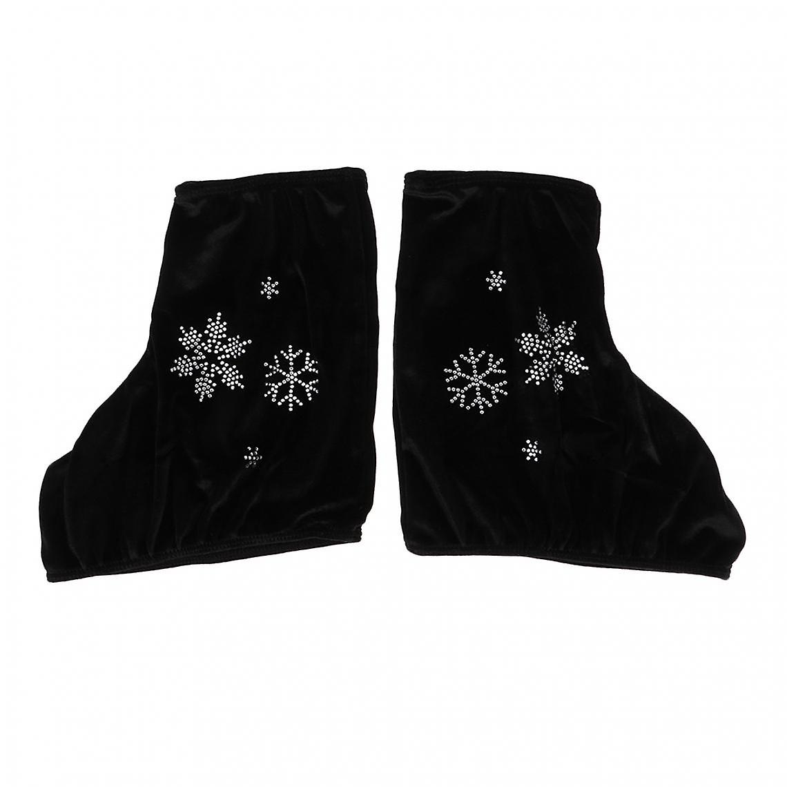 2pcs Ice Skate Boot Protectors For Figure Skating Velvet Black-l