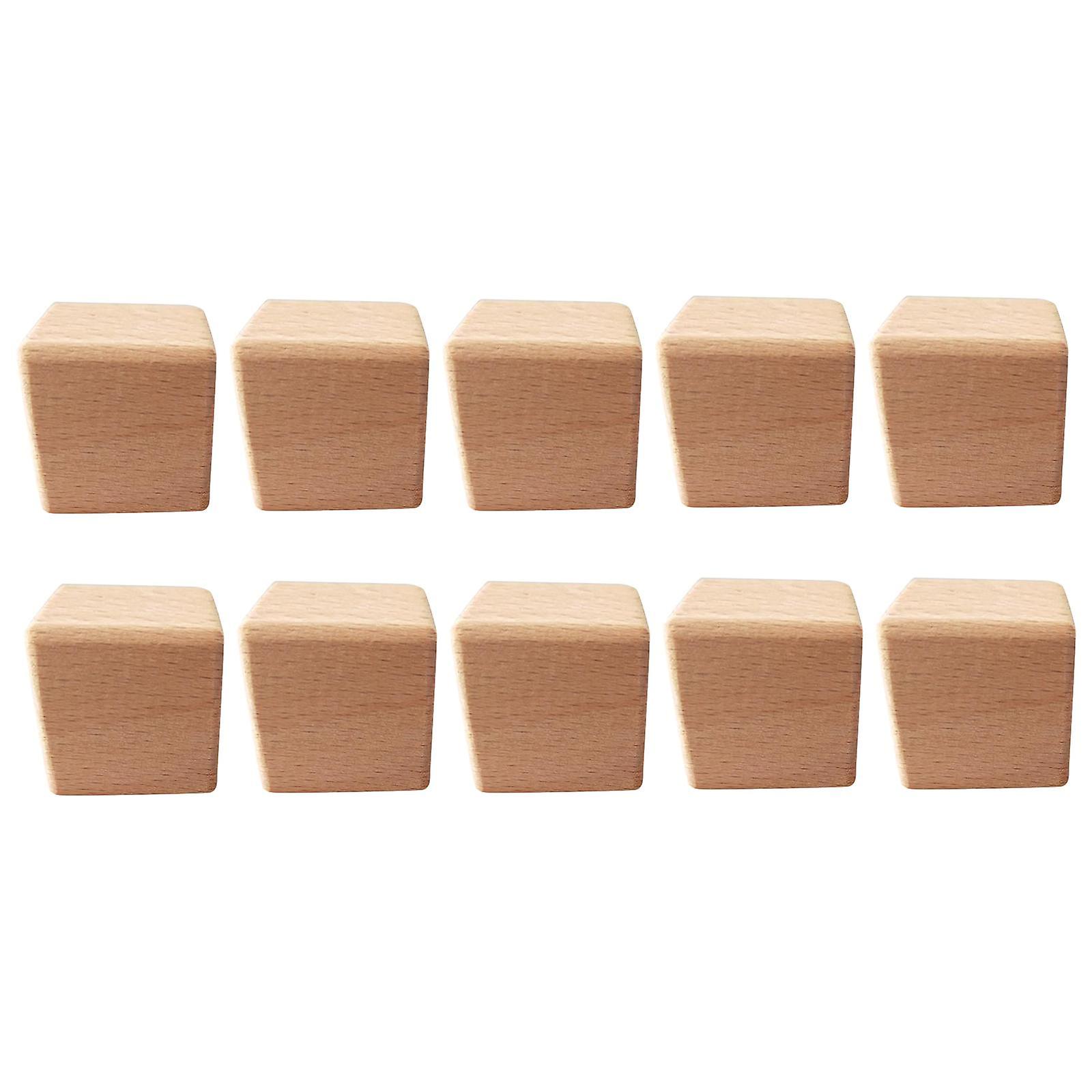 10x Unfinished Wooden Blocks Squares Embellishment DIY Craft Modelling 3.5CM