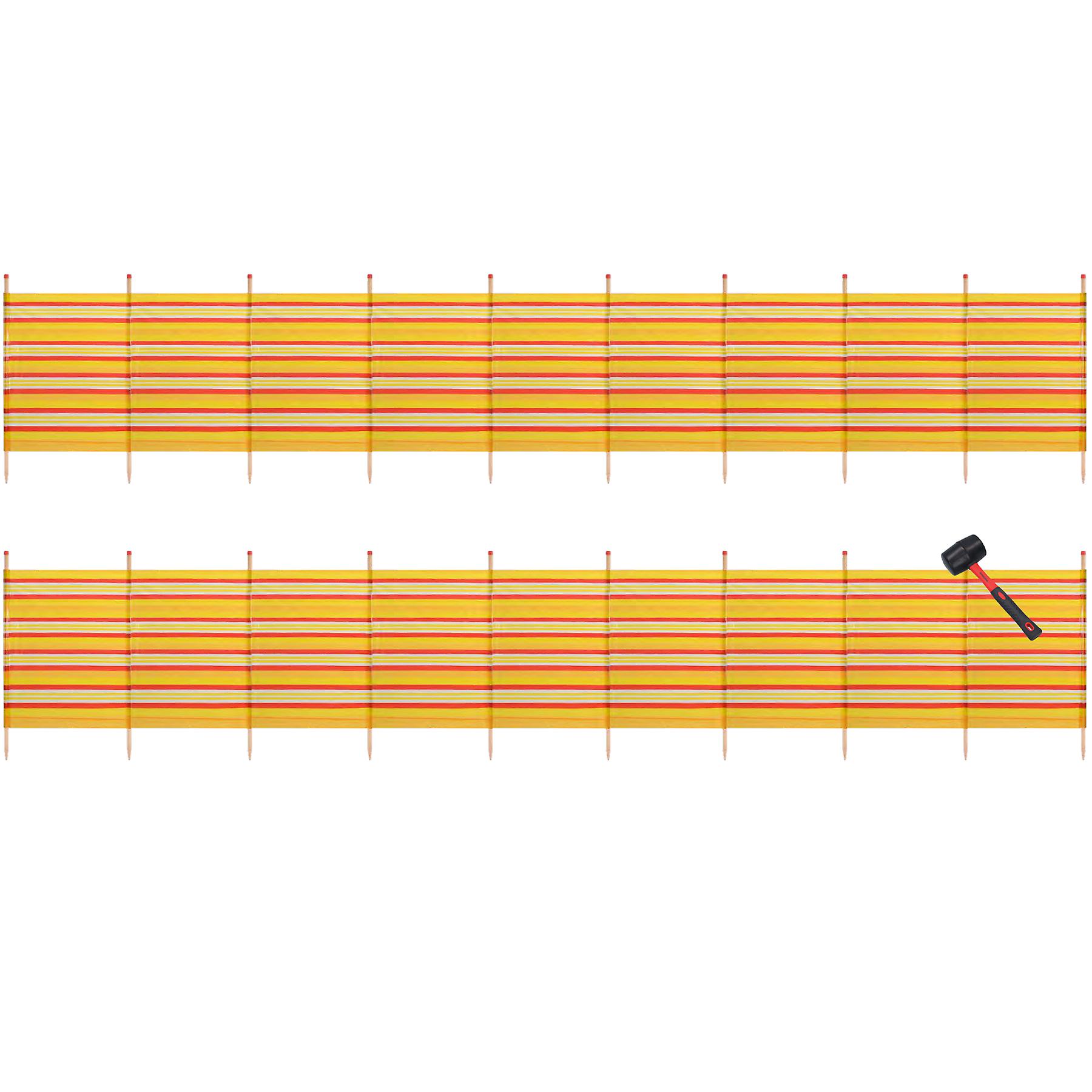 2 PACK 10 Pole Windbreak & Mallet Beach Shelter 1.5m by 6.1m Screen Stripe