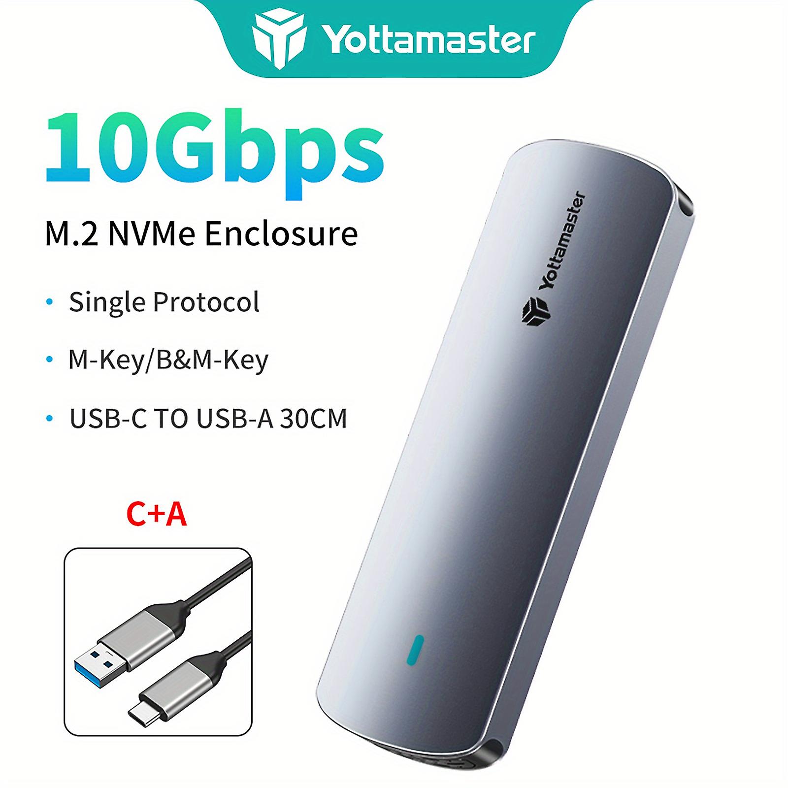 Yottamaster M2 Nvme / SATA ثنائي البروتوكول القرص الصلب الضميمة Type-c Usb32 Gen2 10gbp SSD صندوق التخزين الخارجي حقيبة الكمبيوتر المحمول M2