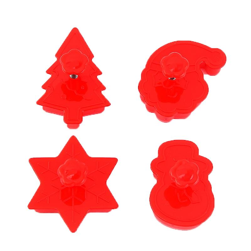 1 Set Plastic Embosser Mold 3d Christmas Tree Snowflake Pattern Cookie Cutter