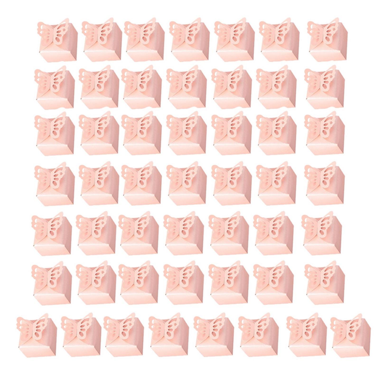 50PCS Pearlised Butterfly Design Pink European Style Candy Boxes Creative Solid Colour Wedding Favour Boxes Luminescent Paper Butterfly Bottom Boxes F