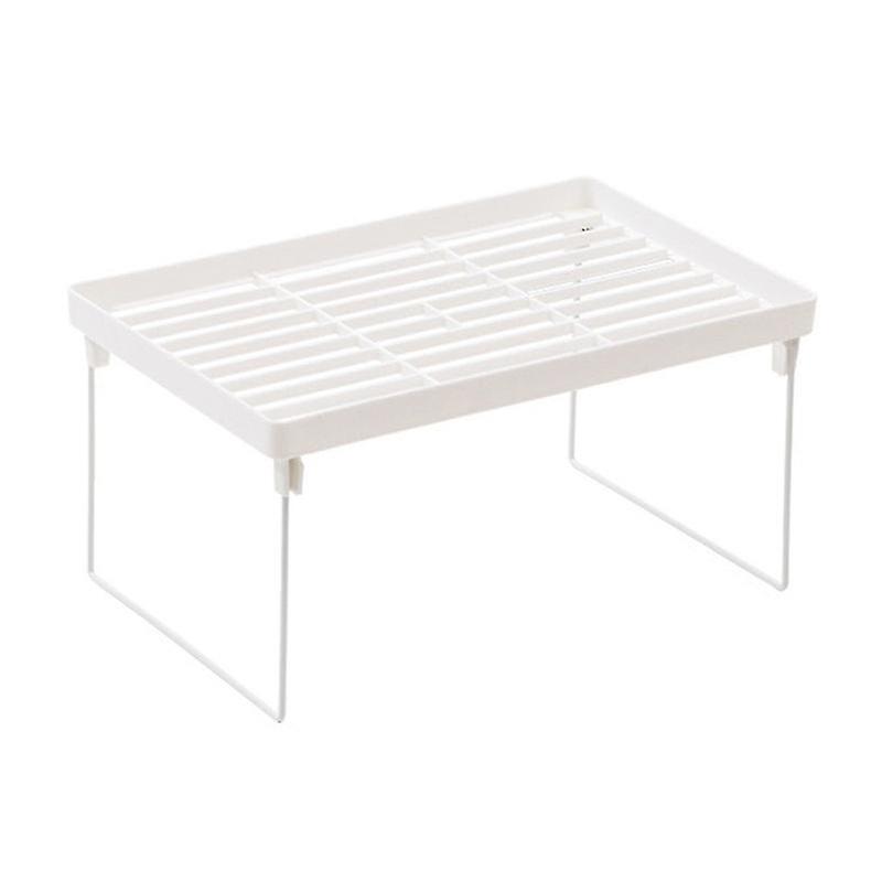 Metal Storage Shelf Strong PP Metal Foldable Design Simple Style Desktop Display Shelf for Home Dormitory Office White M