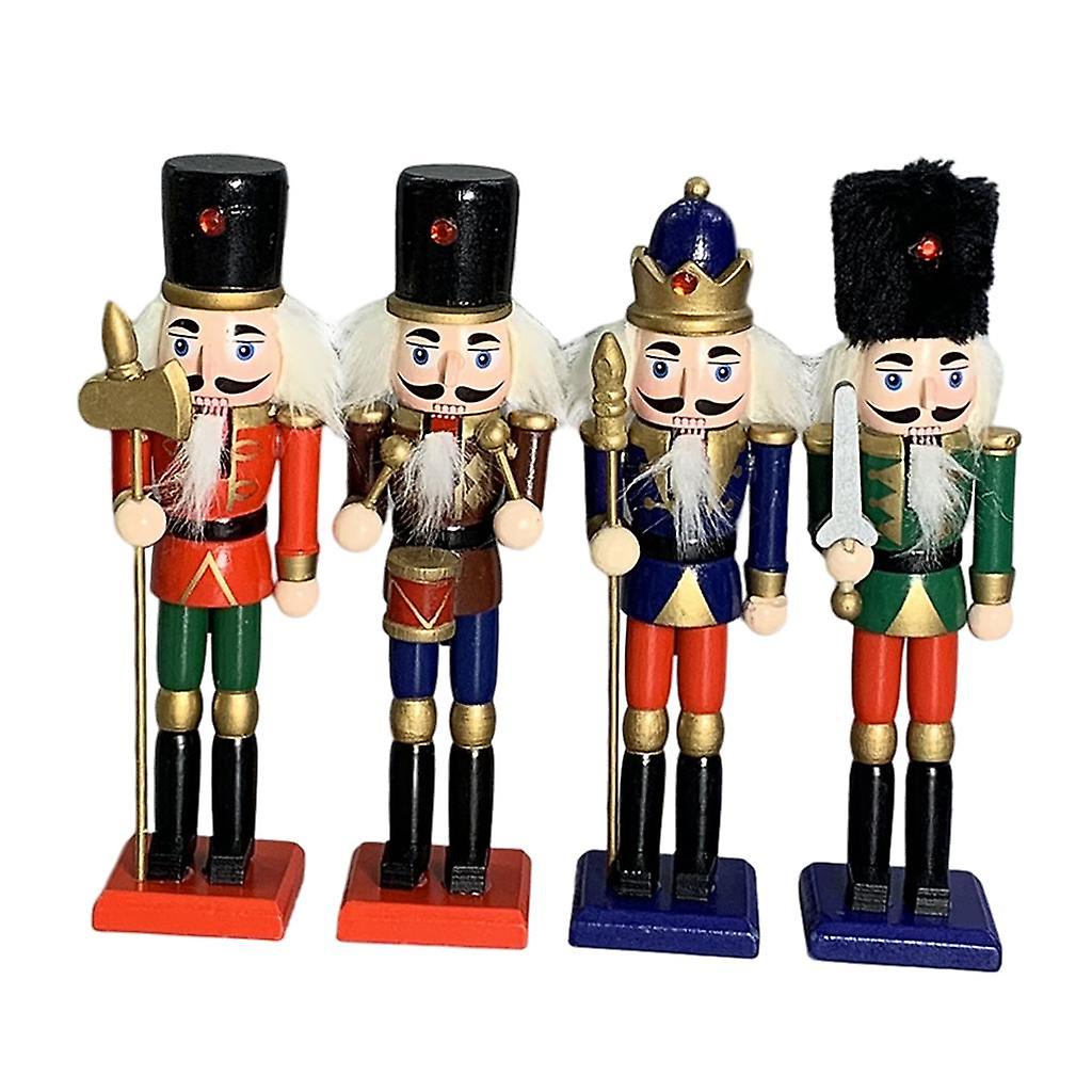 4st Nötknäppare Soldat Knubbig Handmålad för Julprydnad