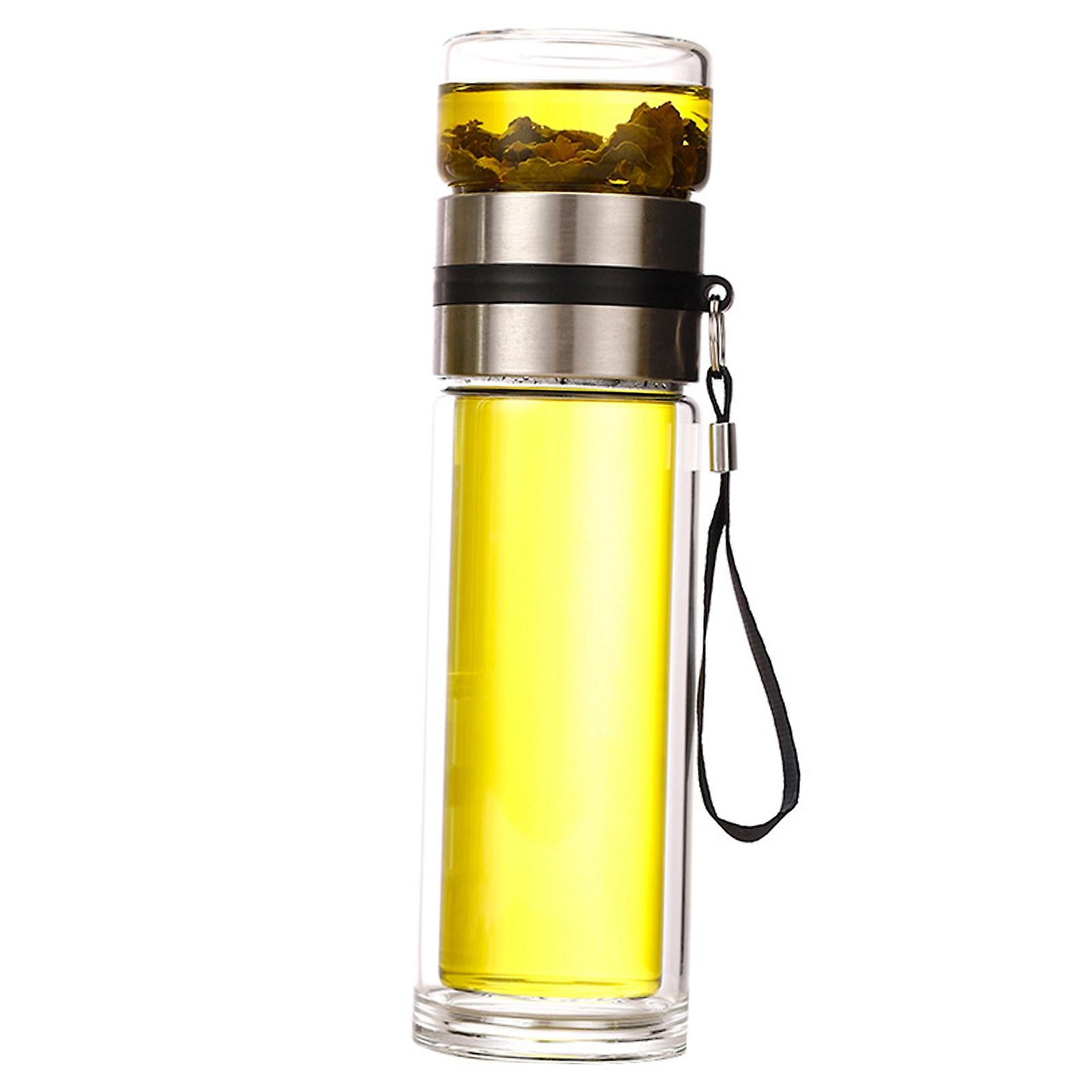 450 ml doppelwandige Teeflasche aus Glas mit hitzebeständigem Tee-Ei