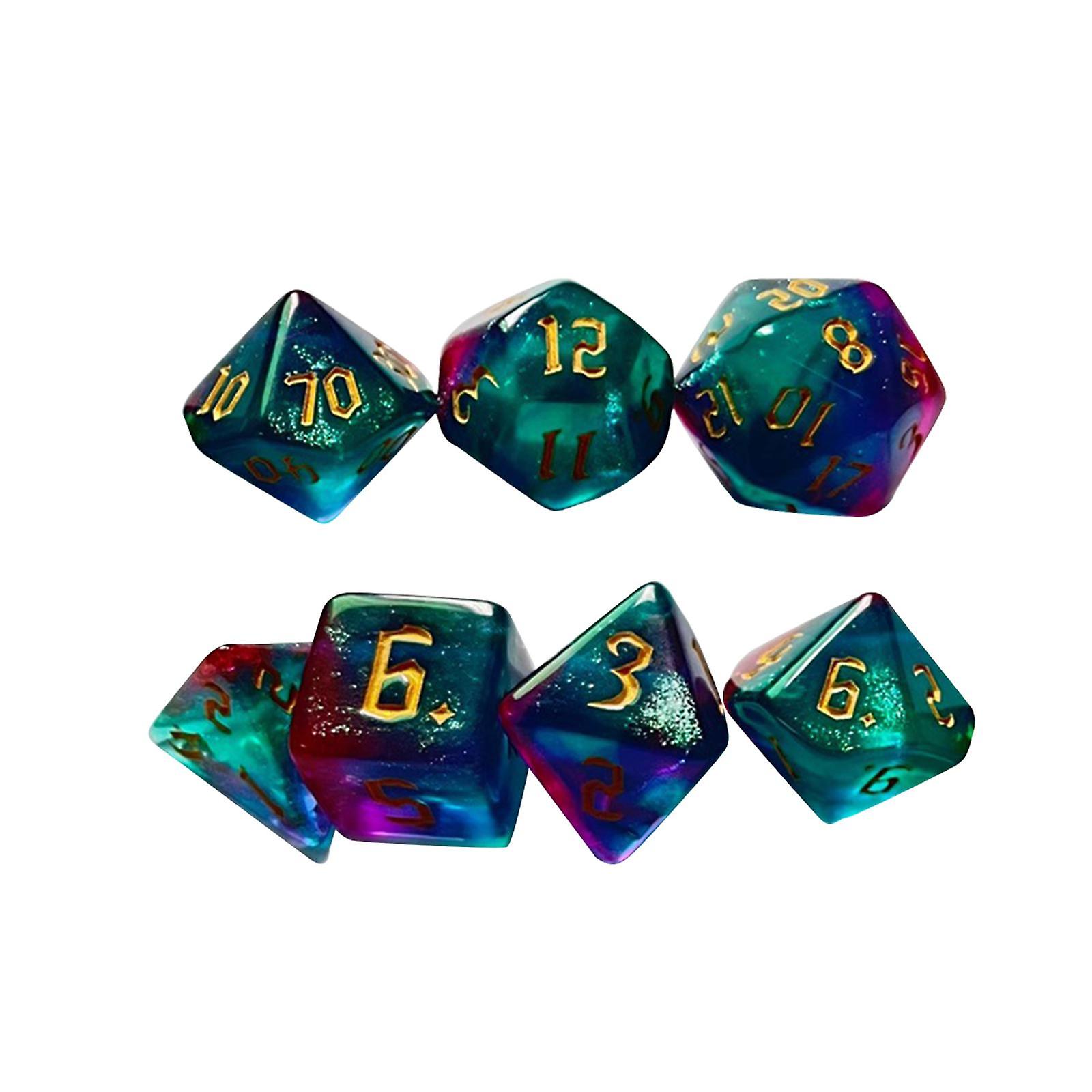 7 Pieces Polyhedron Dices Multicolour Dices Set D4~D20 for Role Playing Game