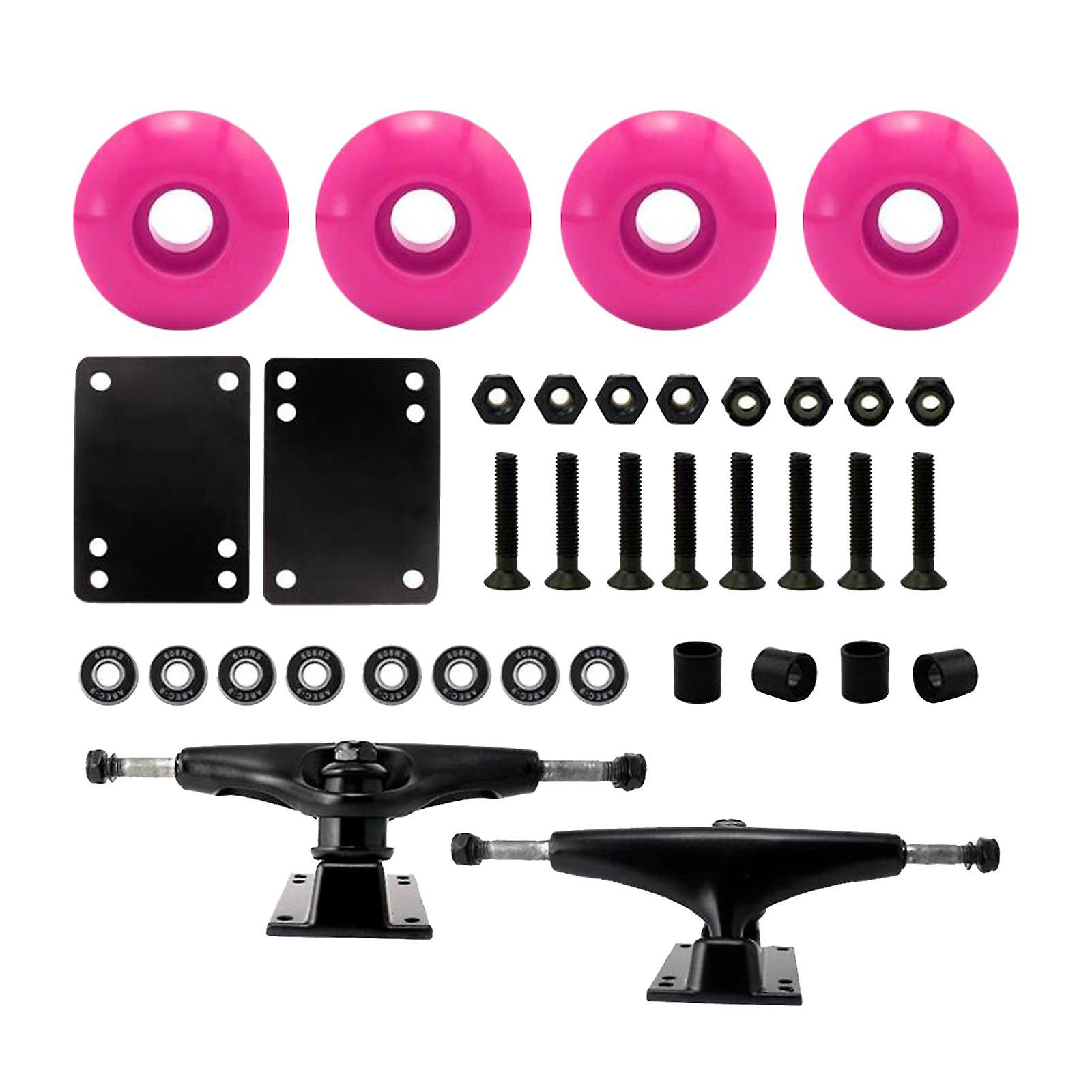 Pacote de skate Trucks de 5 polegadas com rodas de 52mm + componentes rodas brancas