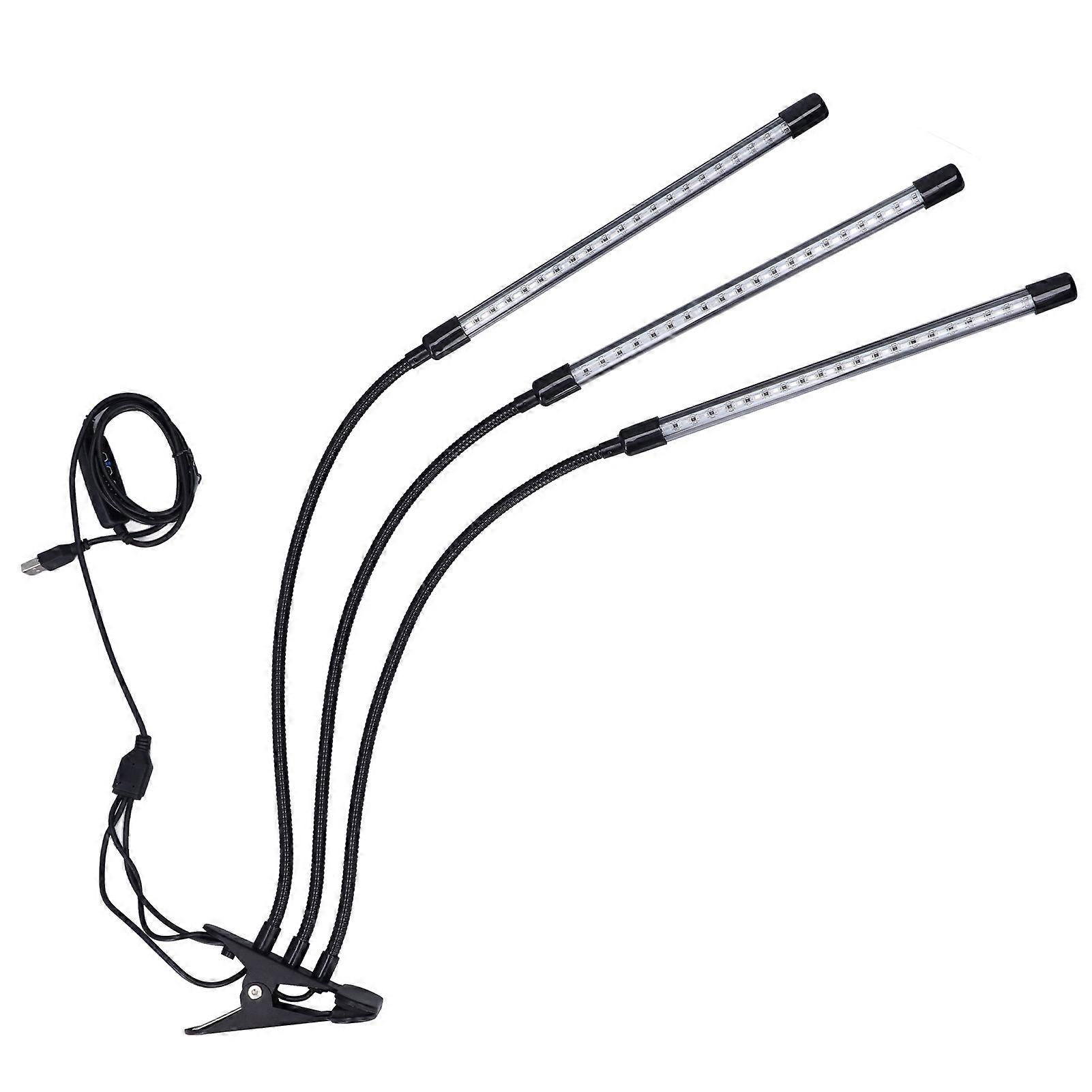 Adjustable 3-Head USB LED Grow Light with Timer for Plants