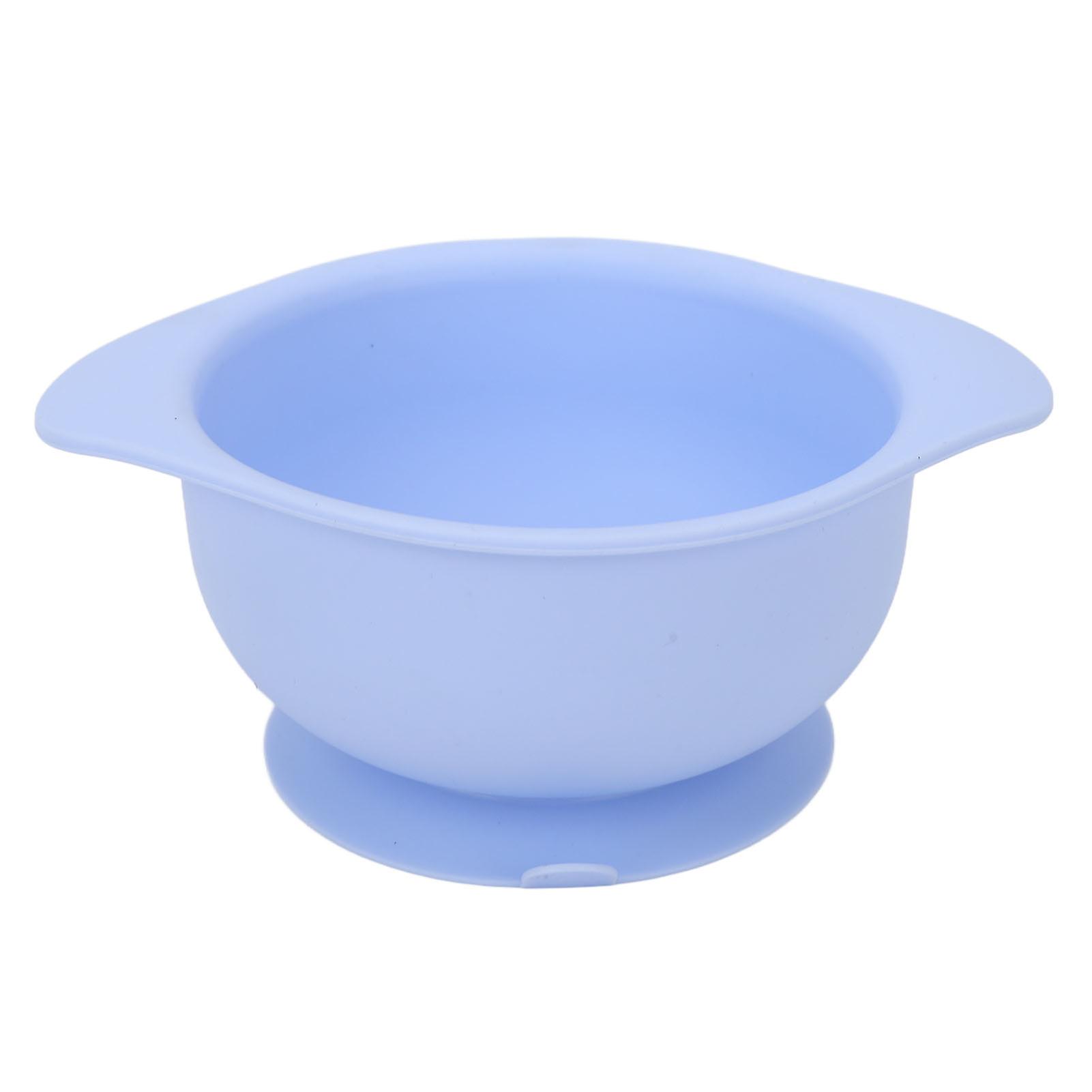 Silicone Bowl with Suction Cup, High Temperature Resistant and Anti-Flip, for Children and Elderly, Light Blue