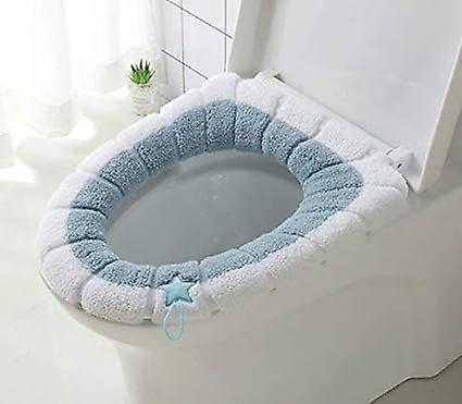 2Pcs Universal Waterproof Home Toilet Seat Cushion with Hanging Loop Bathroom Soft and Warm Washable