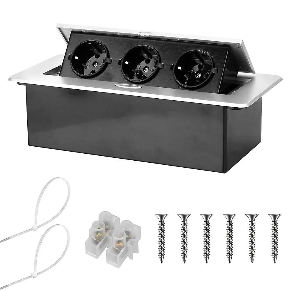 Desktop Socket EU Plug 2/3 Hidden Table Panel With USB Charging Slow Pop Up Cover For Meeting Room Office Electrical Outlets