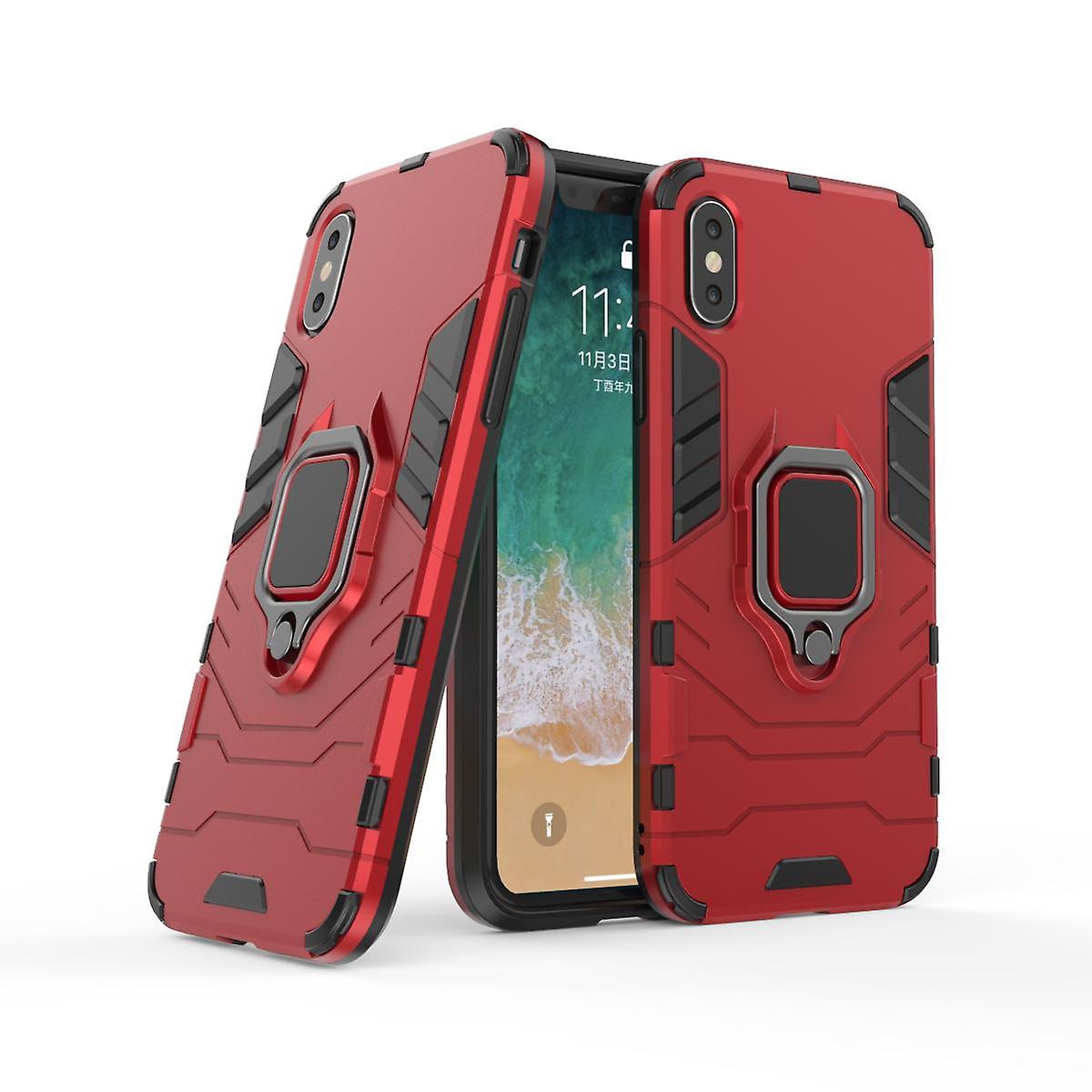 Shockproof Magnetic With Ring Stand Cover Case For iPhone X