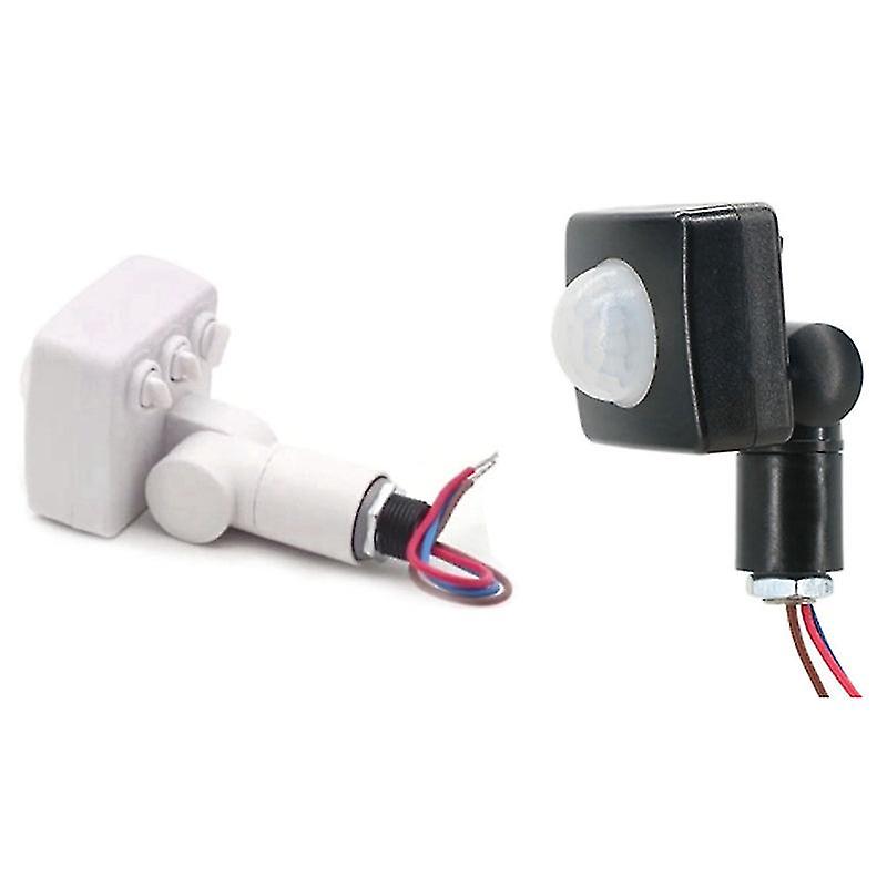 2Pcs 220v Mini Human Body Infrared Sensor Infrared Body Sensor Switch Led Flood Light Pir Motion Sensor, White &amp; Black