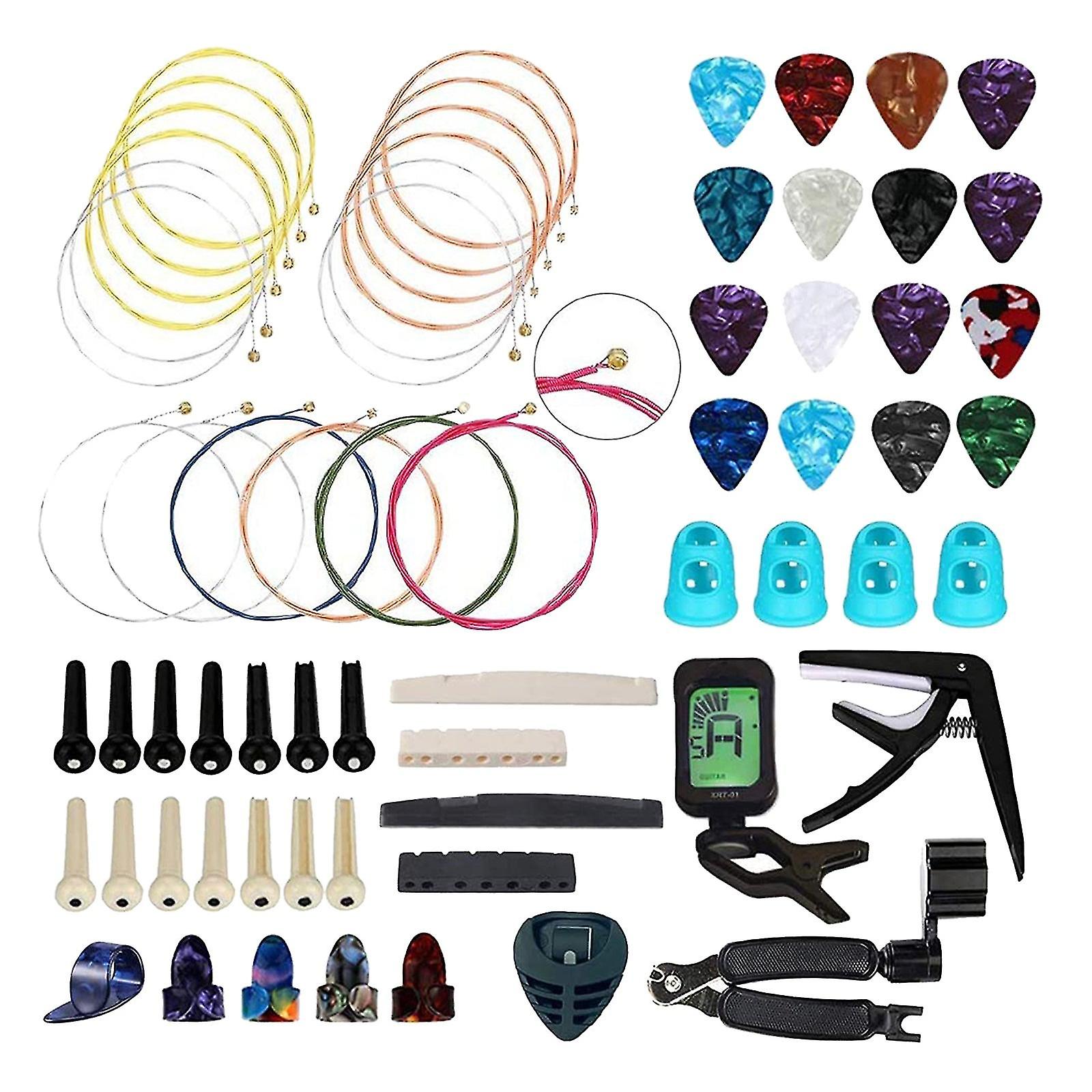66Pcs Guitar Tools Set Including Guitar Picks Capo Tuner Guitar Strings