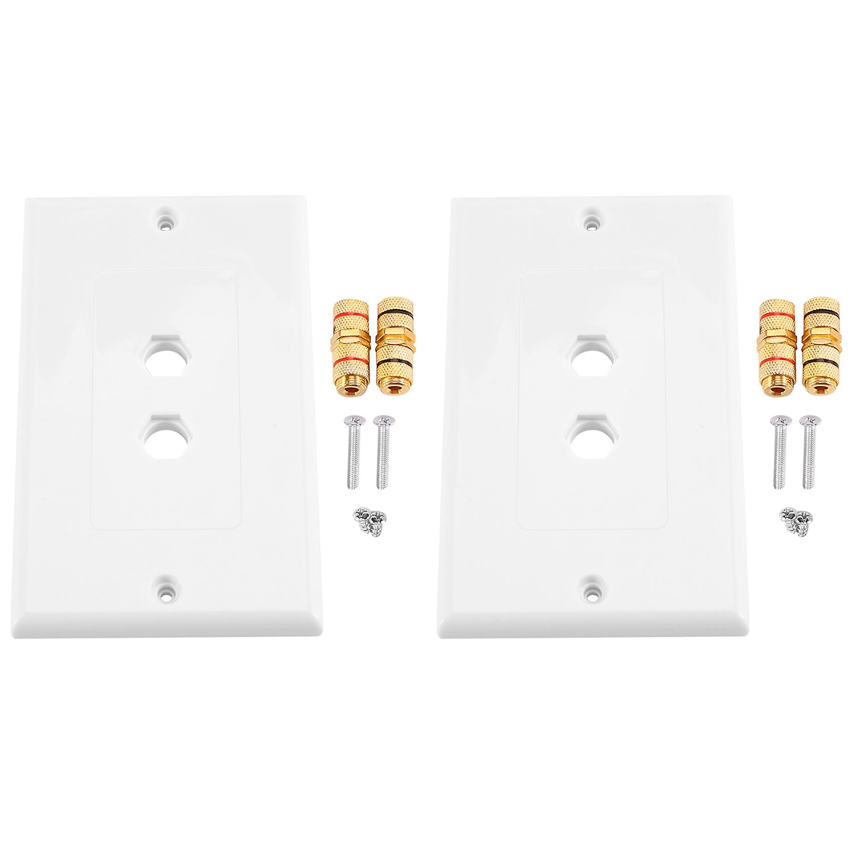 2 Pack Single Gang 1.0 Speaker Wire Wall Plate (Banana Plug Wall Plate) for 1.0 Speaker, White