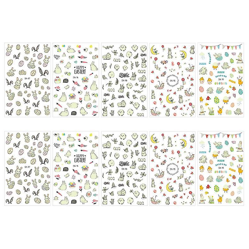 10sheets Easter Nails Decal