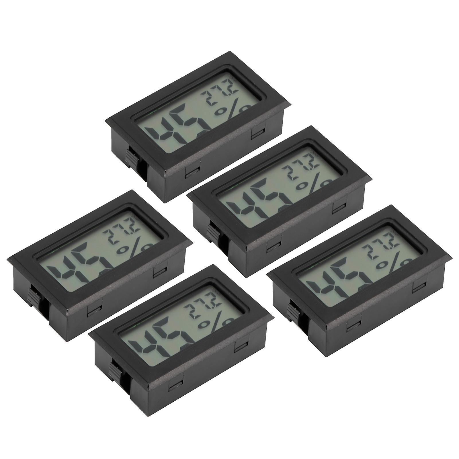 L C D Thermometer 5Pcs LCD Thermometer Hygrometer Mini Indoor Home Desktop Temperature Humidity Meter Black