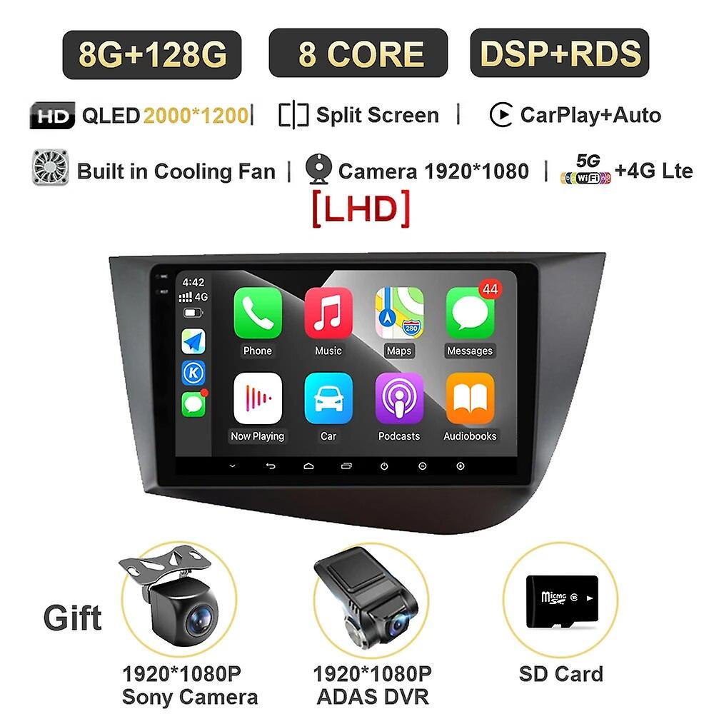 Android 13 Car Radio Navigation Gps Carplay For Seat Leon 2 Mk2 2005-2012 Multimedia Video No Dvd Player Stereo Dsp 4g Carplay
