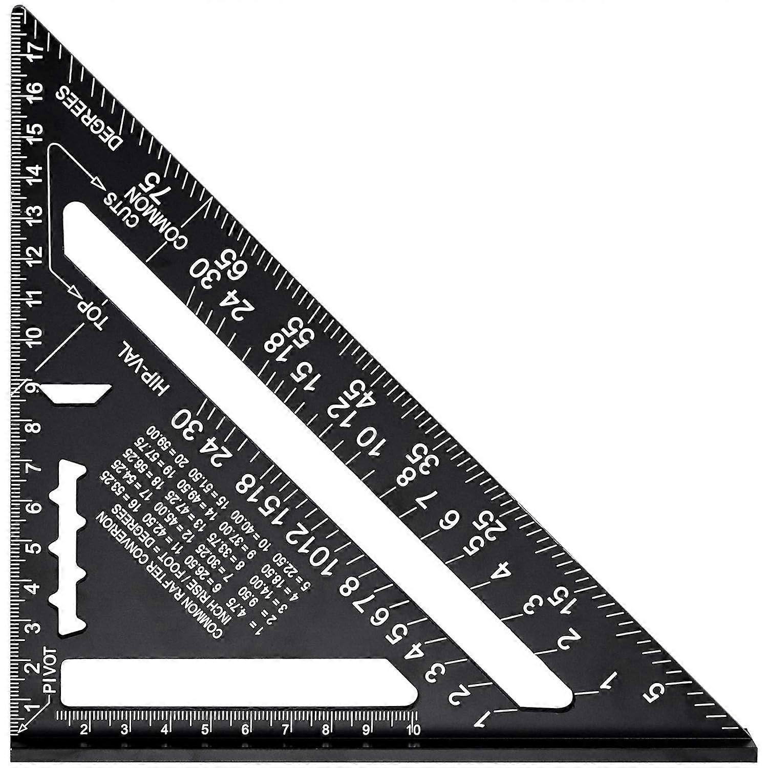 1pcs Triangle Protractor Aluminum Alloy Metric Triangle Square Professional Carpentry Angle Ruler Triangular Ruler 7 Inch,Black
