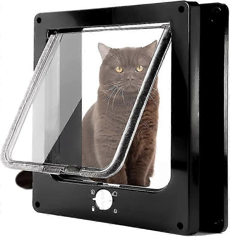 4-way Magnetic Cat Flap, Easy Installation Cat Flap For All Pets, Manual Sliding Pet Door On Wall / Wood / Upvc Door (black,medium)