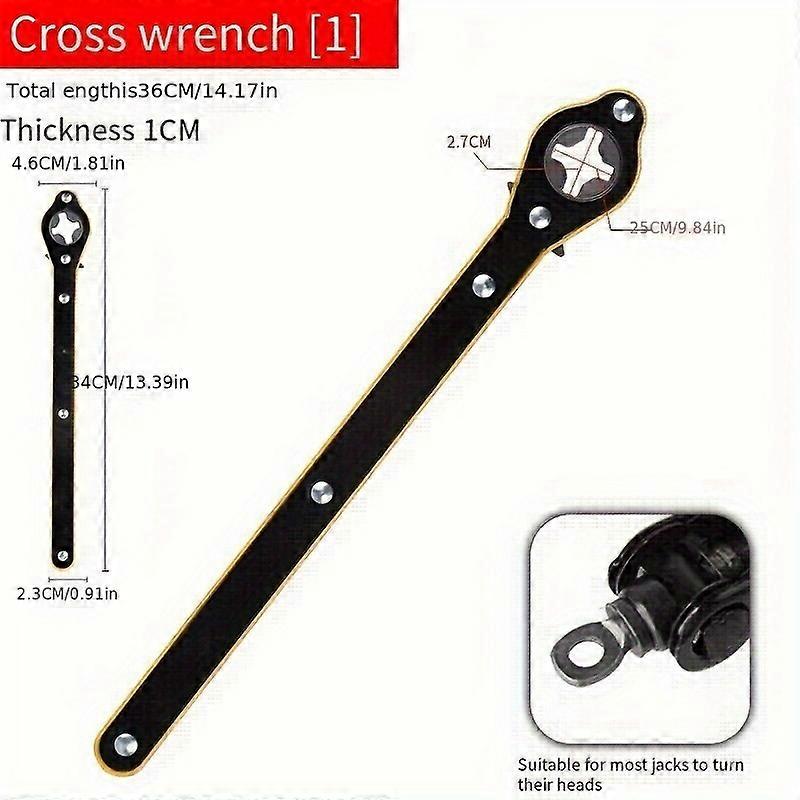 Effort-saving Wrench With Hand Crank For Car Tire Changing, A Set Of Tools Including A Car Jack And Spare Parts For Ratchet Mechanism