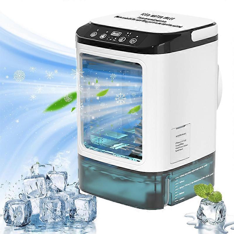 Bärbara luftkonditioneringsapparater, rumskylare för sovrum, 900 ml vattentank, med isbox, 3 i-1 luftkylare för tyst kyldimma i hemmet, 7 LED-lampor, med hand